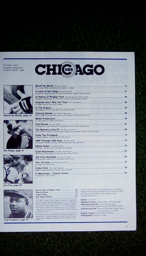 OCTOBER 2 1984 SAN DIEGO PADRES VS CHICAGO CUBS NLCS BASEBALL WRIGLEY PROGRAM - Picture 3 of 6