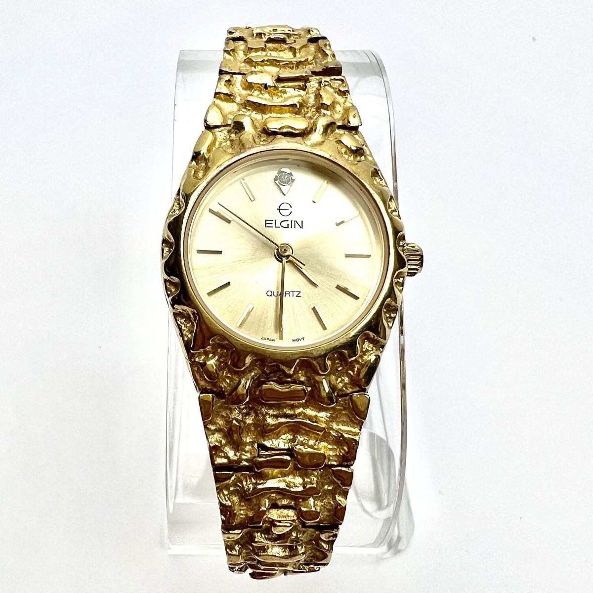 Elgin Diamond Quartz Reloj Elgin Oro Vtg Elgin Diamond Gold Tone