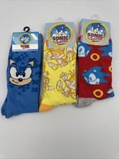 Mens lot of 3 Sonic The Hedgehog And Tails Crew Socks size 10-13 NEW