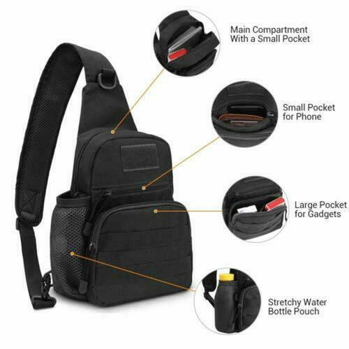 Men's Nylon Shoulder Bag Chest Pack Military Tactical Sling Waterproof Backpack - Picture 9 of 15