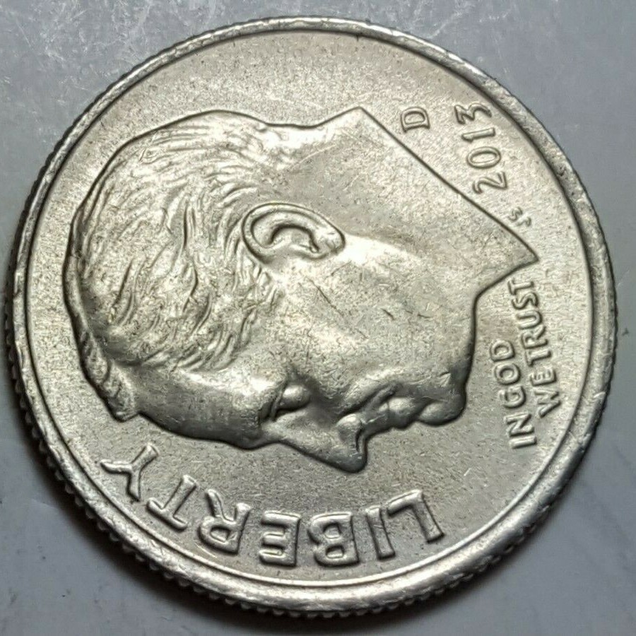 2013 D Roosevelt Dime Obverse & Reverse Slightly Off-Center Error