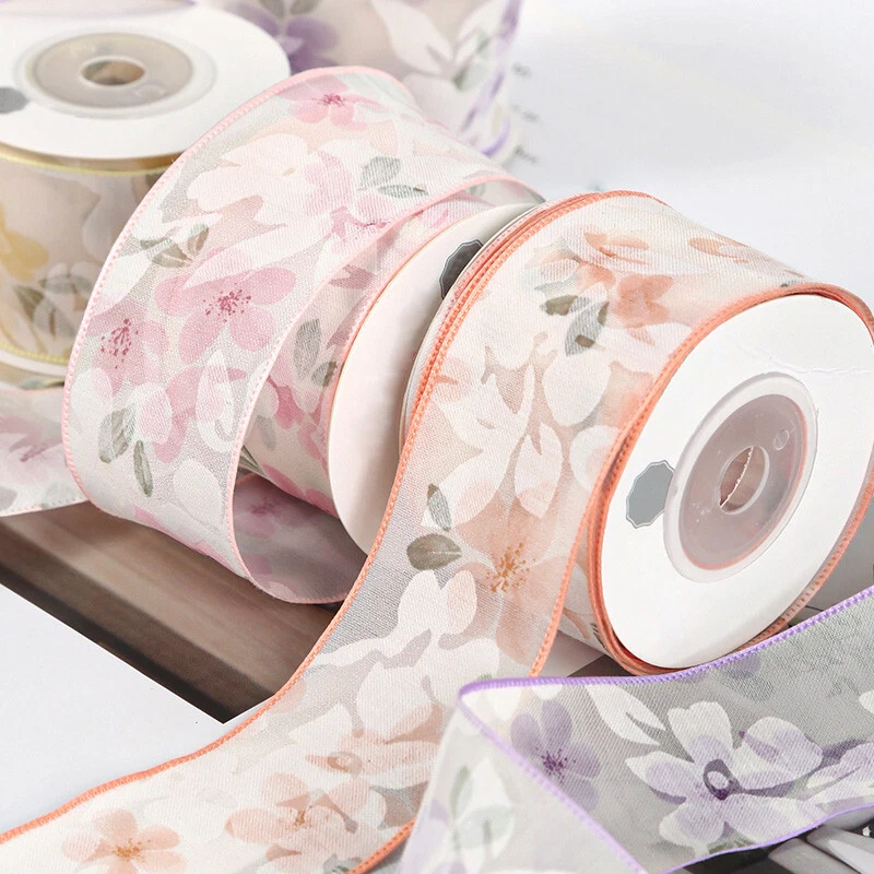 Fresh Floral Flower Chiffon Sheer Ribbon Organza DIY Handmade - 3.8cm*9M Reel - Image 3 of 3