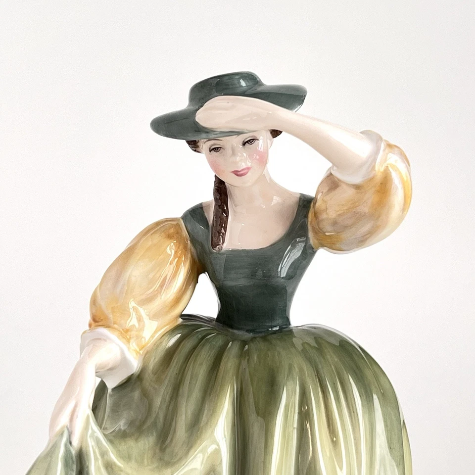 Vintage Royal Doulton Buttercup Bone China Green Dress Figurine 1963 Cottagecore - Image 2 of 4