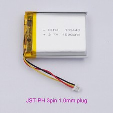 3.7V 1500mah 5.55Wh Rechargeable Li Lipo Battery 103443 JST 3pin 1.0mm Connector