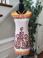 Sangria Women White & Yellow Polyester Round Neck Sleeveless Knee Length Dress 4