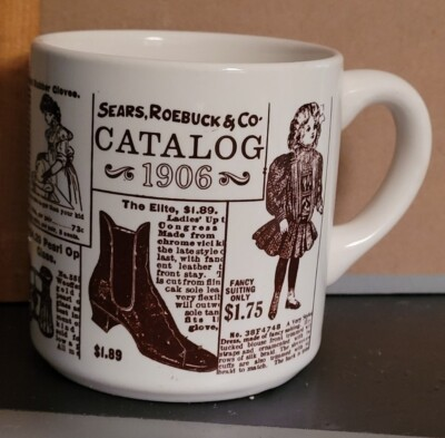 #ad VINTAGE SEARS MUG WITH IMAGES FROM 1906 SEARS CATALOG $14.00
