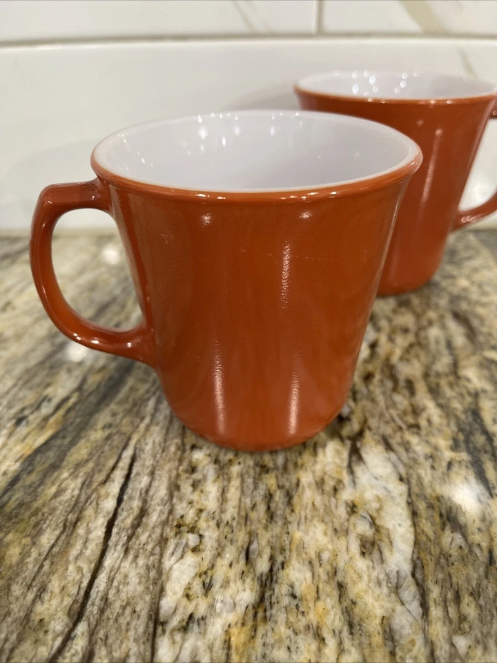 Juego de 2 tazas de té de café naranja quemado Corning Pyrex vintage Foto 2 de 4