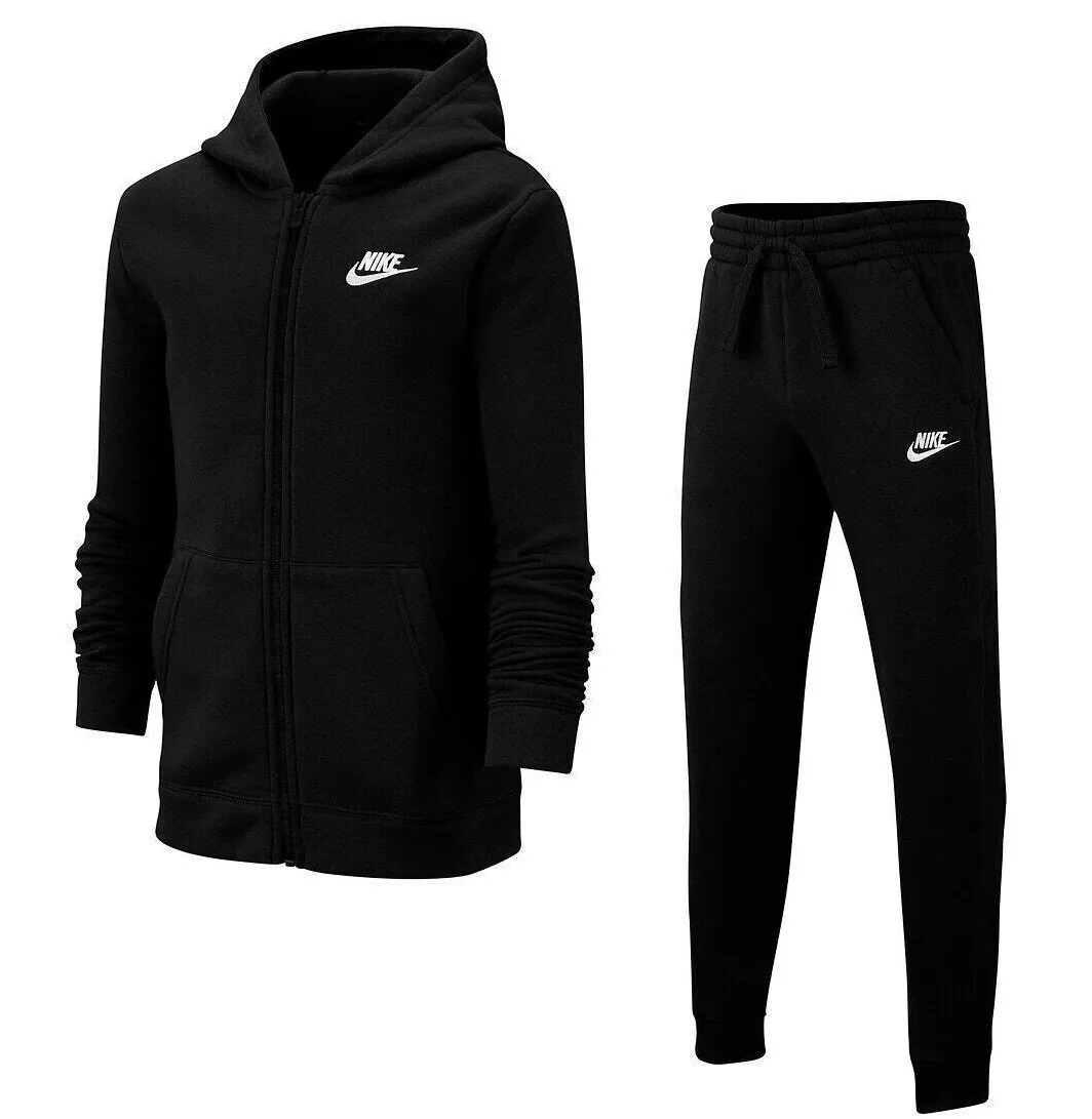 Boys nike black clearance tracksuit