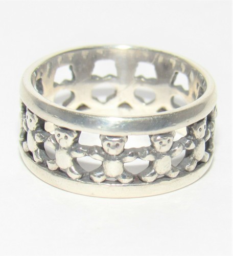James Avery Continuous Teddy Bear Sterling Silver Ring Band Retired Size 6.25 - Picture 2 of 3