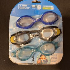 Kids Swim Goggles - 3 Count Youth Age 8 Silicone Head Strap Soft Eye Cup New