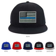 Armycrew Thin Blue Line American Flag Patch Youth Size Flatbill Cap - FREE SHIP