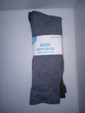 Men's Boot Socks 2 Pack Size 6-12 Olive Green/Gray Crest Brands New