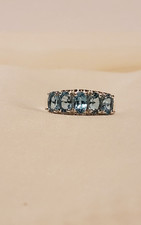 Blue Topaz Five Stone Band Ring Sterling Silver SALE