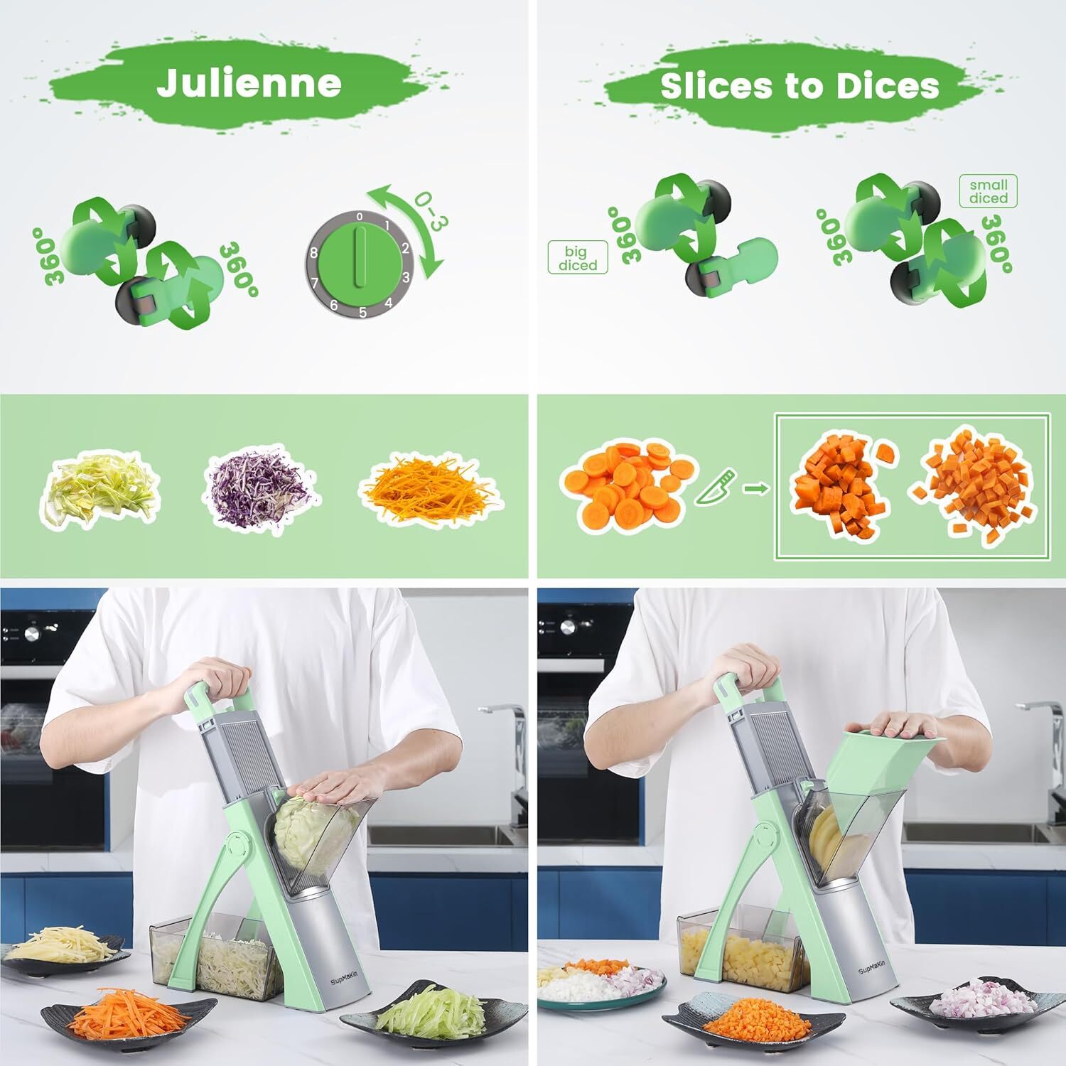 Gemüseschneider Zwiebelschneider Obstschneider Julienne Schneider Verstellbarer