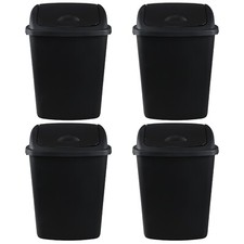 4-Pack 6/10/13/18 Gal Large Trash Can w/ Swing Lid, Plastic Kitchen Garbage Can