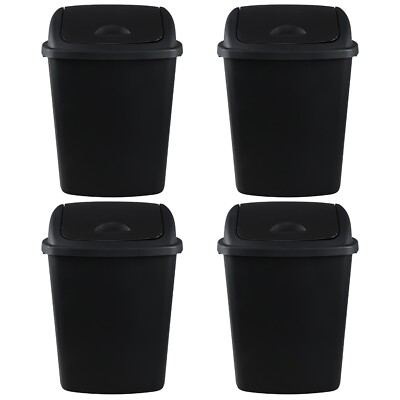 4-Pack 6/10/13/18 Gal Large Trash Can w/ Swing Lid, Plastic Kitchen Garbage Can