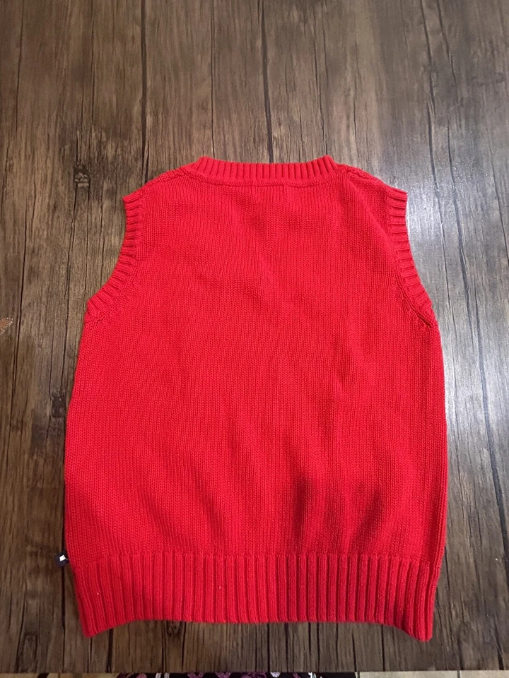 Kitestrings Hartstrings Sweater Vest Cable Knit Red Pullover Cotton Size 12/14 - Image 2 of 3