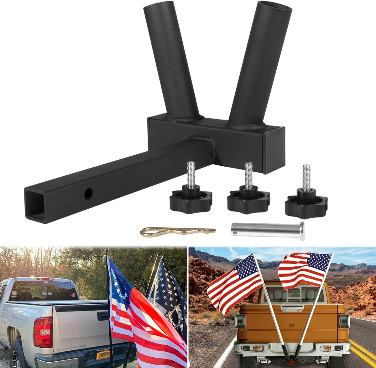 Upgrade Hitch Mount Flag Pole Holder Heavy Duty Universal