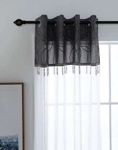 1 GIOIELLO Nappa Perline Occhielli Trasparente Voile Tenda Pannello FREE TIEBACK - GRIGIO SCURO - Foto 3 di 11