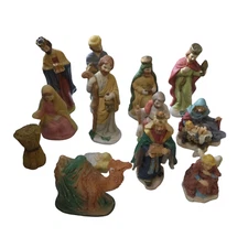 13 Vintage Christmas Nativity Pieces Porcelain/Ceramic Mixed Lot Jesus Mary CH27