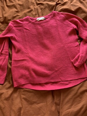 cerise pink honeycomb knit cashmere jumper UK