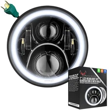 Eagle Lights 7" Gen 2 LED Headlight w White Halo Ring - Harley Davidson & Indian