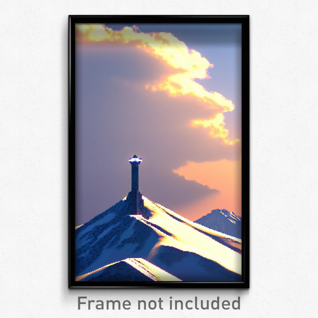 8-Bit Psychedelic Pixel Art Summit Poster - Trippy Video Game Print