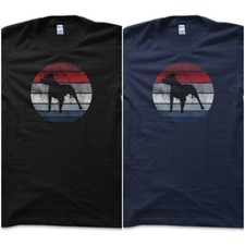 T-Shirt Maglietta Pitbull Amstaff Staffy Dad Mom Cane Razza Flag USA Retro Uomo