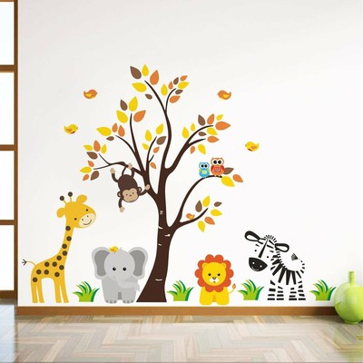 Baby Jungle Animals Story Wall Sticker Removable Art Decor Decal Mural Kids Room Ebay