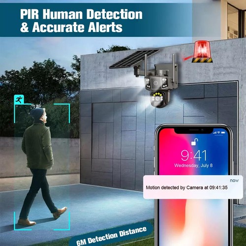 9MP Wireless Solar Camera WIFI Security Outdoor Battery PTZ CCTV Home House V380 - Picture 10 of 17