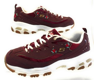white skechers with roses