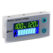 12V Battery Capacity Monitor, 10-100V 24V 36V 48V Digital Battery Status Tester