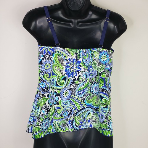 Fit 4 U Swim Tank Top Size 8 Paisley Blue Green Black White Tummy Separates - Picture 3 of 8