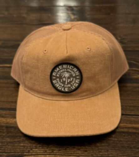 American Eagle Twill Trucker SnapBack Hat, Orange, One Size Fits All, New W Tag
