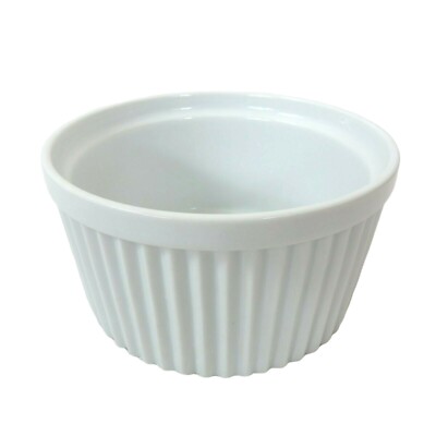 Bodum White Porcelain Ribbed Ramekin Dish 4'' Microwave/Oven/Freezer/Dishwasher