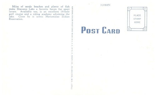 Vintage Shawano Wisconsin Lake at County Park Postcard - P39  - Picture 2 of 2