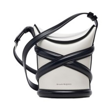 Alexander McQueen Ivory & Black Calfskin Curve Women’s Cross Bag 656467