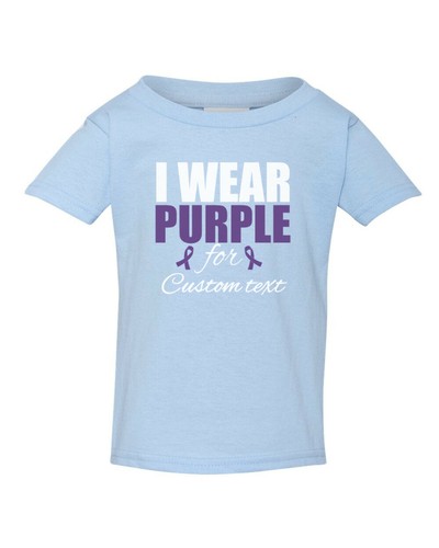 Kids I Wear Purple Ribbon T Shirt Custom Text Epilepsy Cancer Awareness Top - Picture 5 of 8