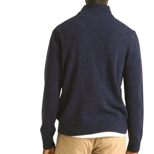 J. Crew Marled Blue Gray Merino Wool Blend 1/2 Zip Mock Neck Sweater Size M - Picture 4 of 7