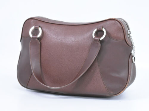 BVLGARI Borsa a mano in pelle marrone argento - Foto 2 di 10