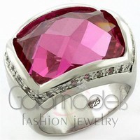 A177 Rose Pink Simulated Diamond 925 Sterling Silver 14k White Gold Plated Ring A177 Rose Pink Simulated Diamond 925 Sterling Silver 14k White Gold Plated Ring