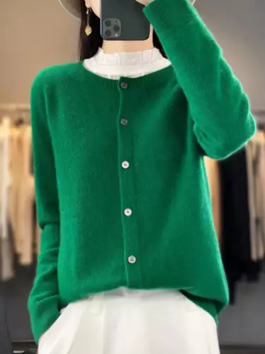Long Sleeve 100% Merino Wool Sweaters Cashmere Cardigan Spring Autumn Women O-Ne - Picture 73 of 84