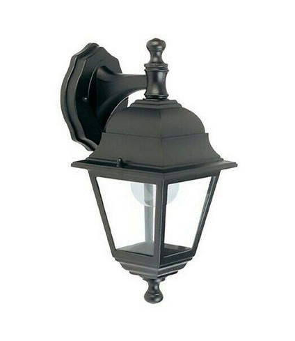 LANTERNA APPLIQUE A PARETE DISCENDENTE cm 14,5x19xh34 IN ALLUMINIO NERA