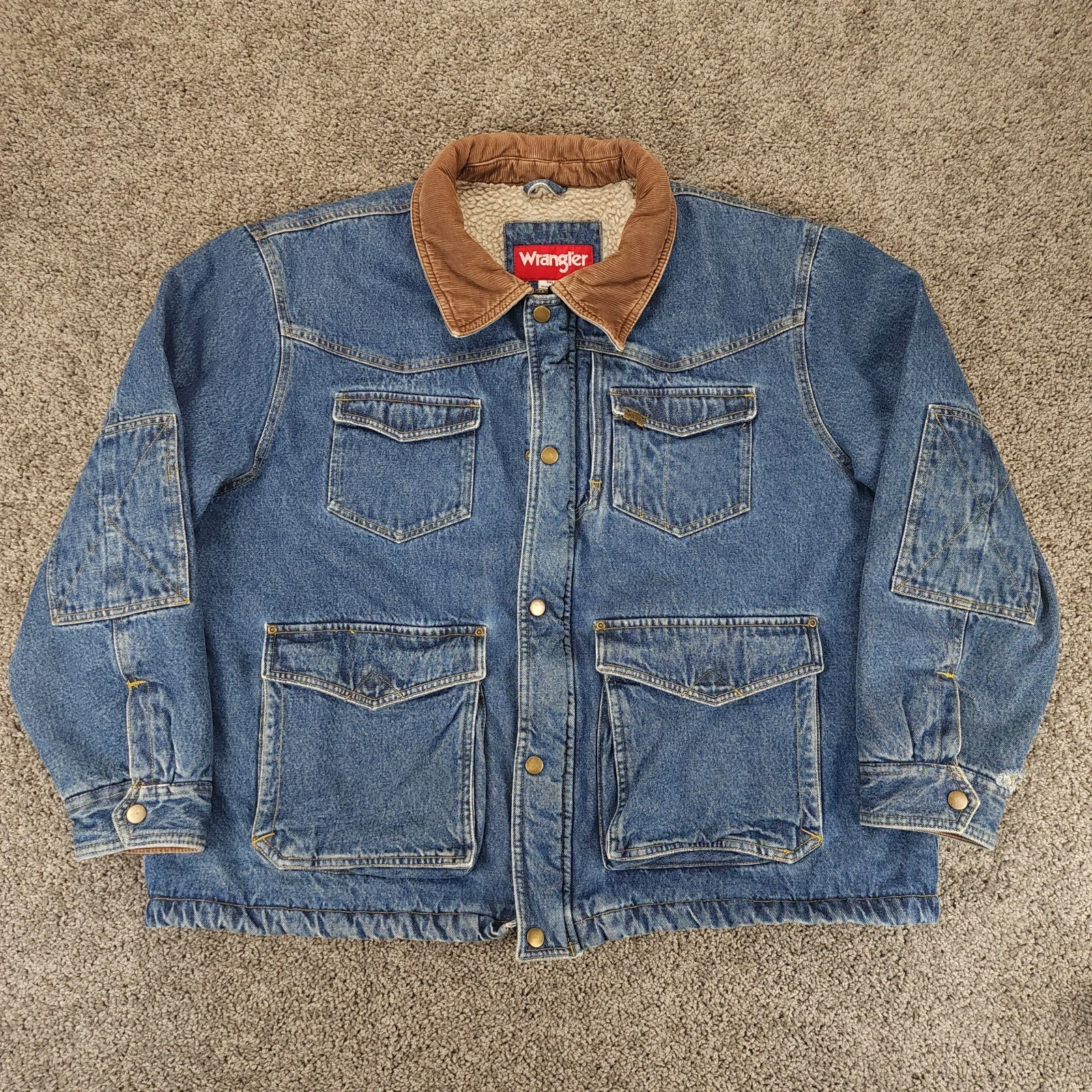 Vintage Wrangler Jacket Mens 3XL Denim Sherpa Lined Corduroy Collar 90s Chore*
Opens in a new window