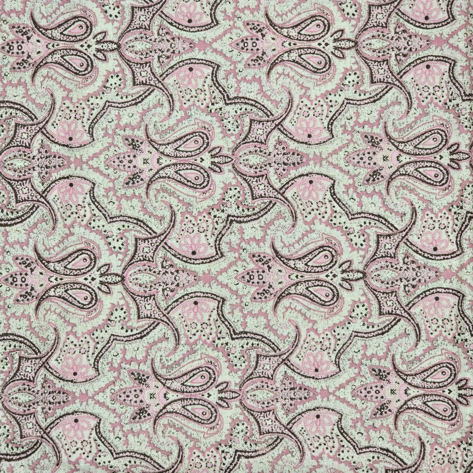 Reproduction Cotton Quilt Fabric 33"x45" Vintage Pink Paisley Taupe Background - Image 2 of 4