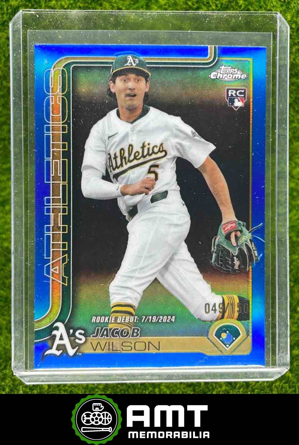 Jacob Wilson RC 2025 Topps Chrome Update Blue Refractor 49/150 Athletics #USC150