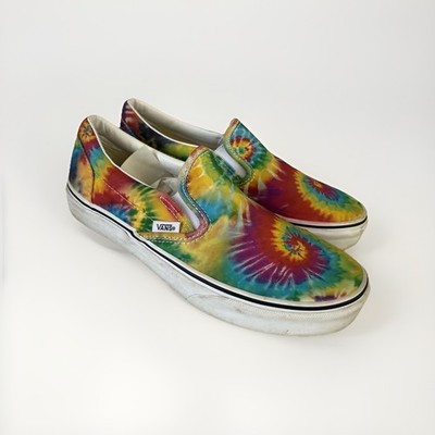 Vans Classic Slip-on Worn Tie Dye Shoes Women 8.5 Blue Pink Canvas