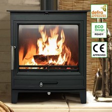 8KW Multifuel Stove Steel Burner Modern Woodburning Eco Design Defra Approved UK