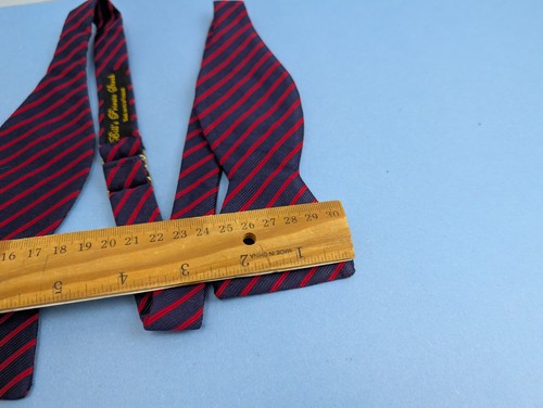 Bill's Private Stock Vermont Red Navy Blue Striped Vintage Silk Bowtie - Picture 5 of 7