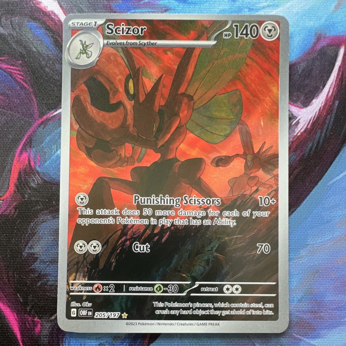 Pokémon SCIZOR 205/197 SV03 Obsidian Flames Illustration Rare Holo